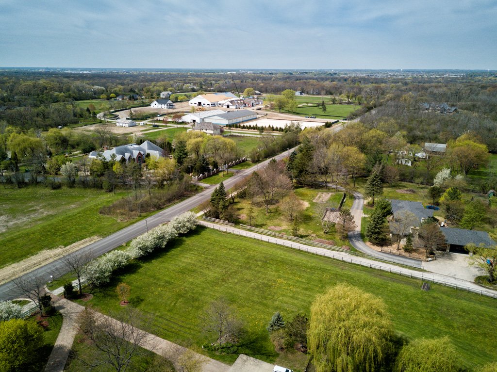 aerial drone view of land