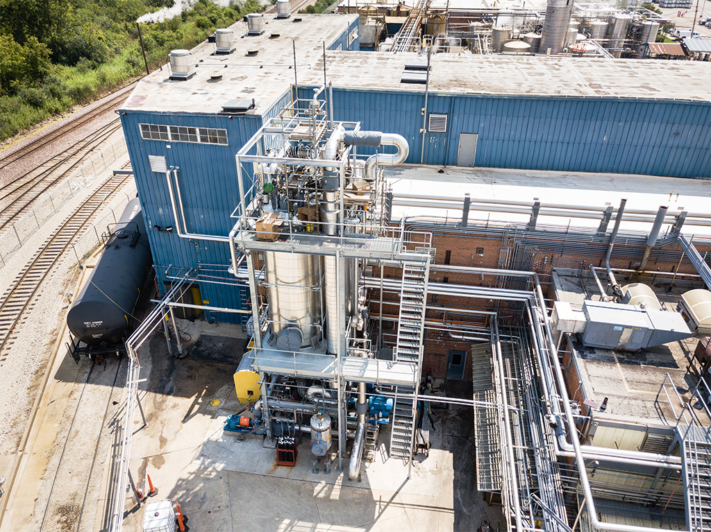 manufacturing area storage tanks drone view