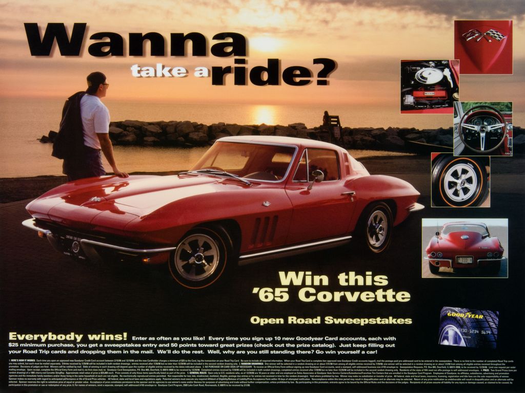 corvette on beach for goodyear tire ad