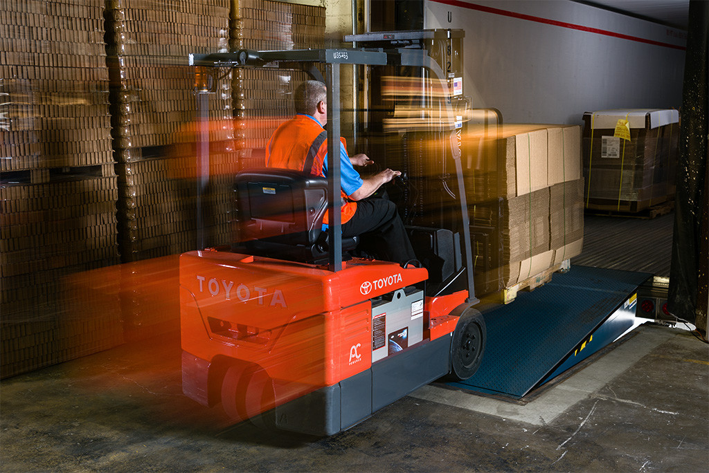 forklift in motion